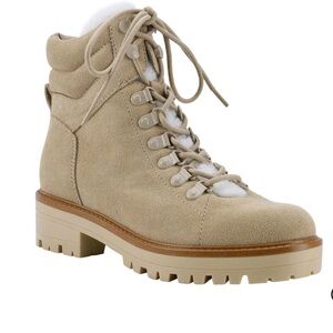 MARC FISHER Mallie Lace Up Hiker Boots‎ Beige Sz 8.5M